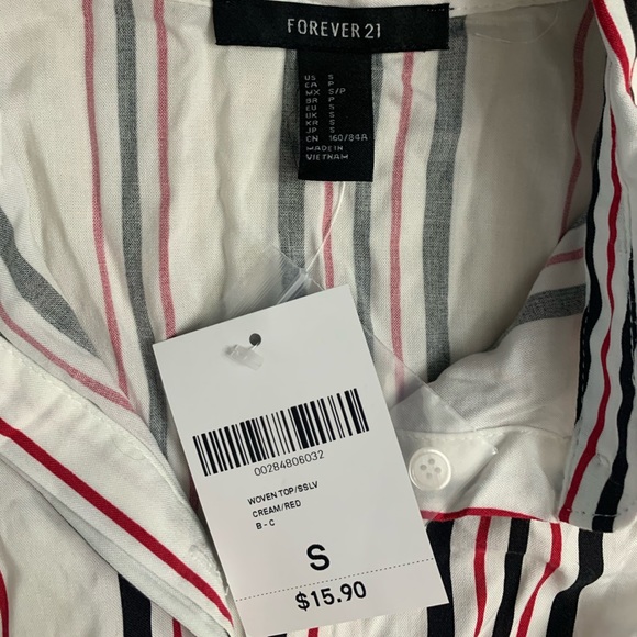 Forever 21 Red, white, and blue striped crop top - Picture 2 of 4